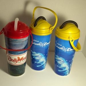 Dollywood Refillable Souvenir Cups with Straws Lot of 3